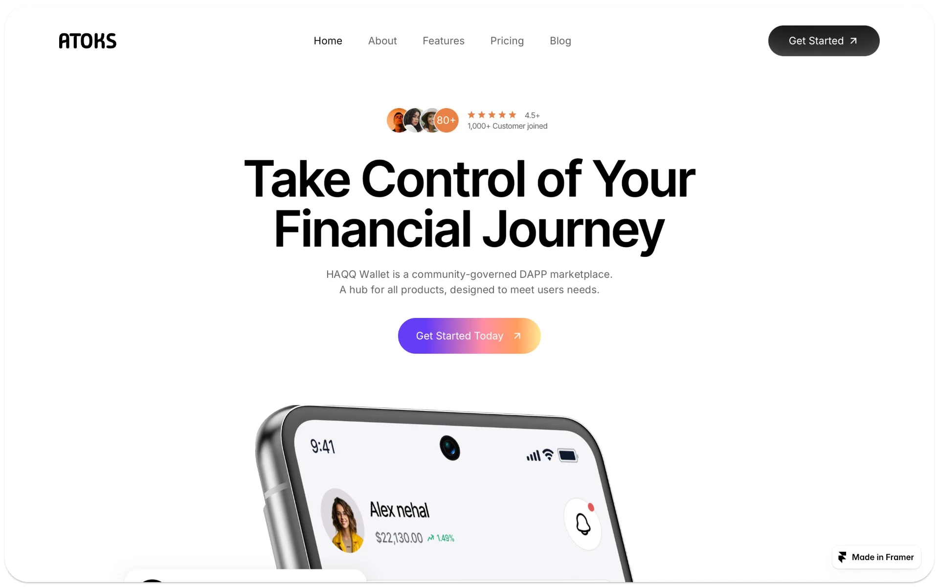 Atoks Mobile App Landing Page