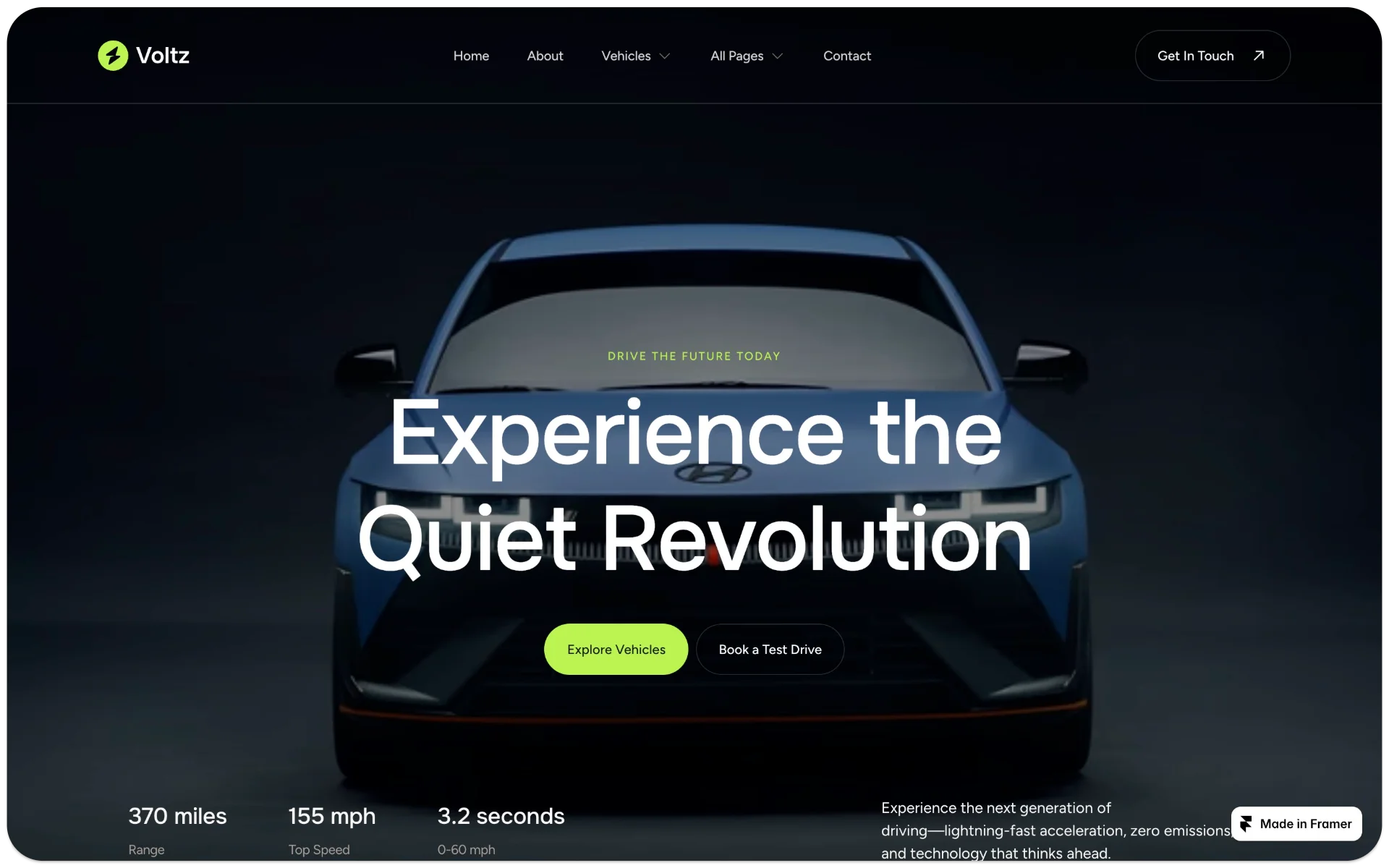 Voltz Electric Car Framer UI Template