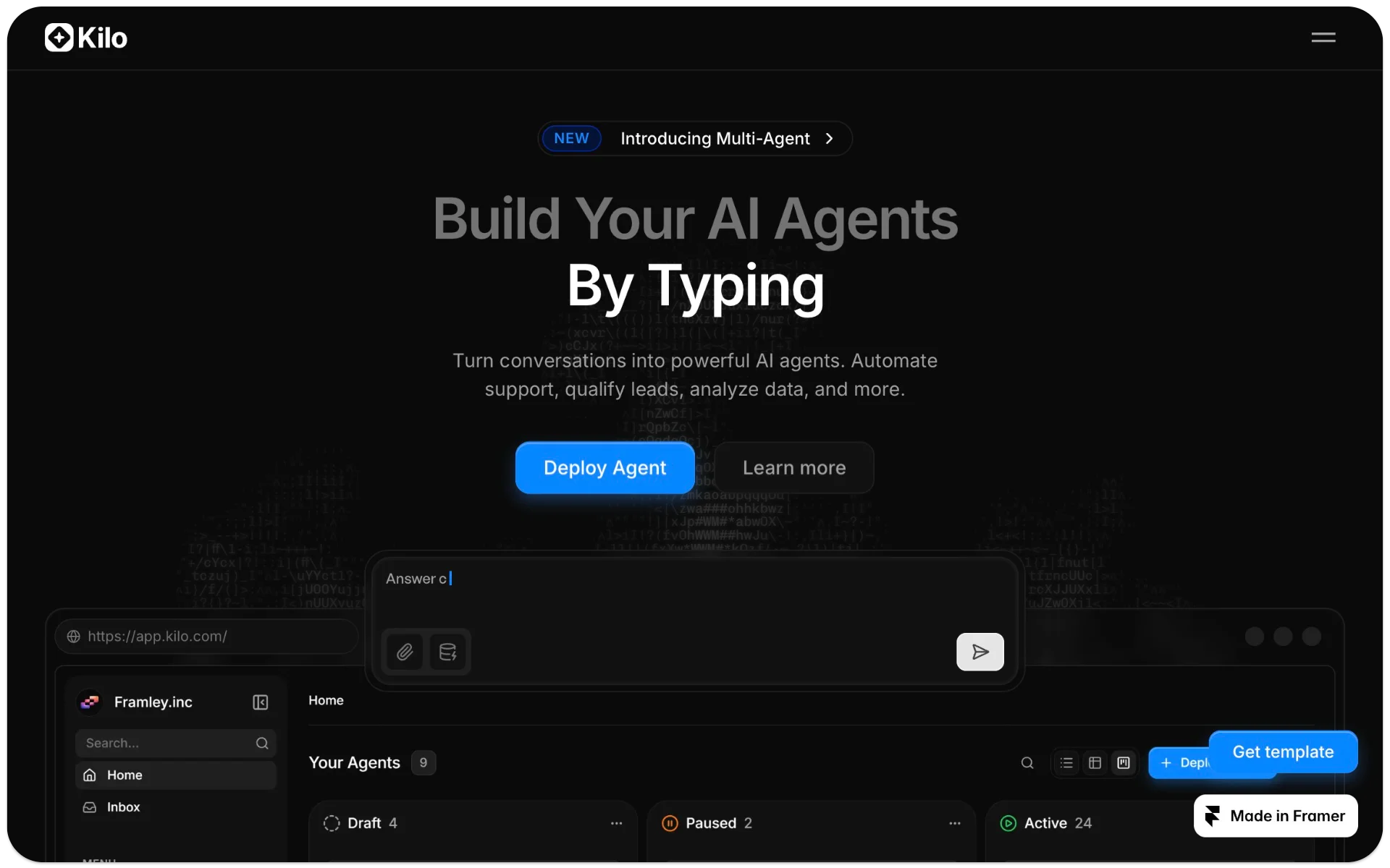 Kilo AI SaaS Framer Template
