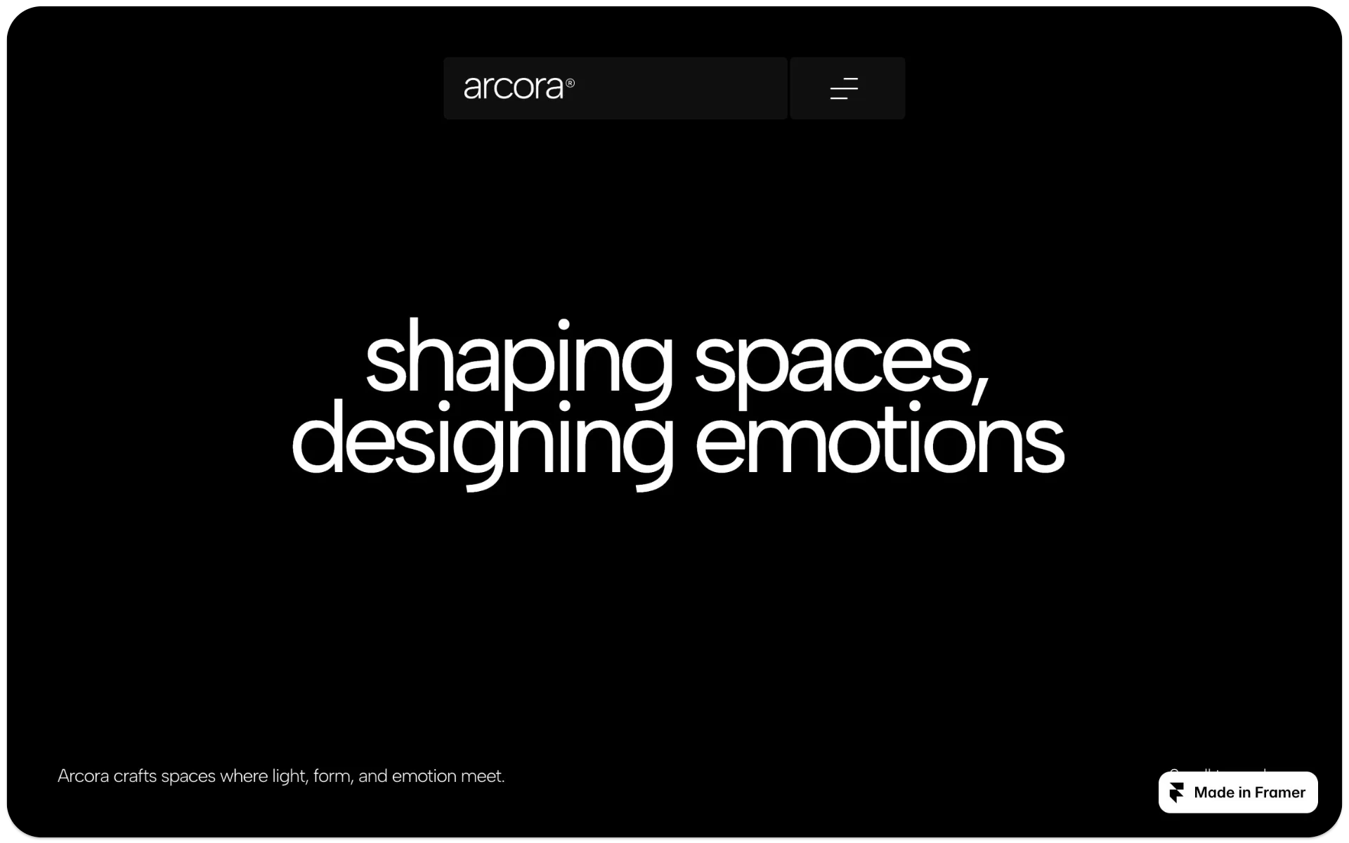 Arcora Architectural & Creative Studio Framer Template