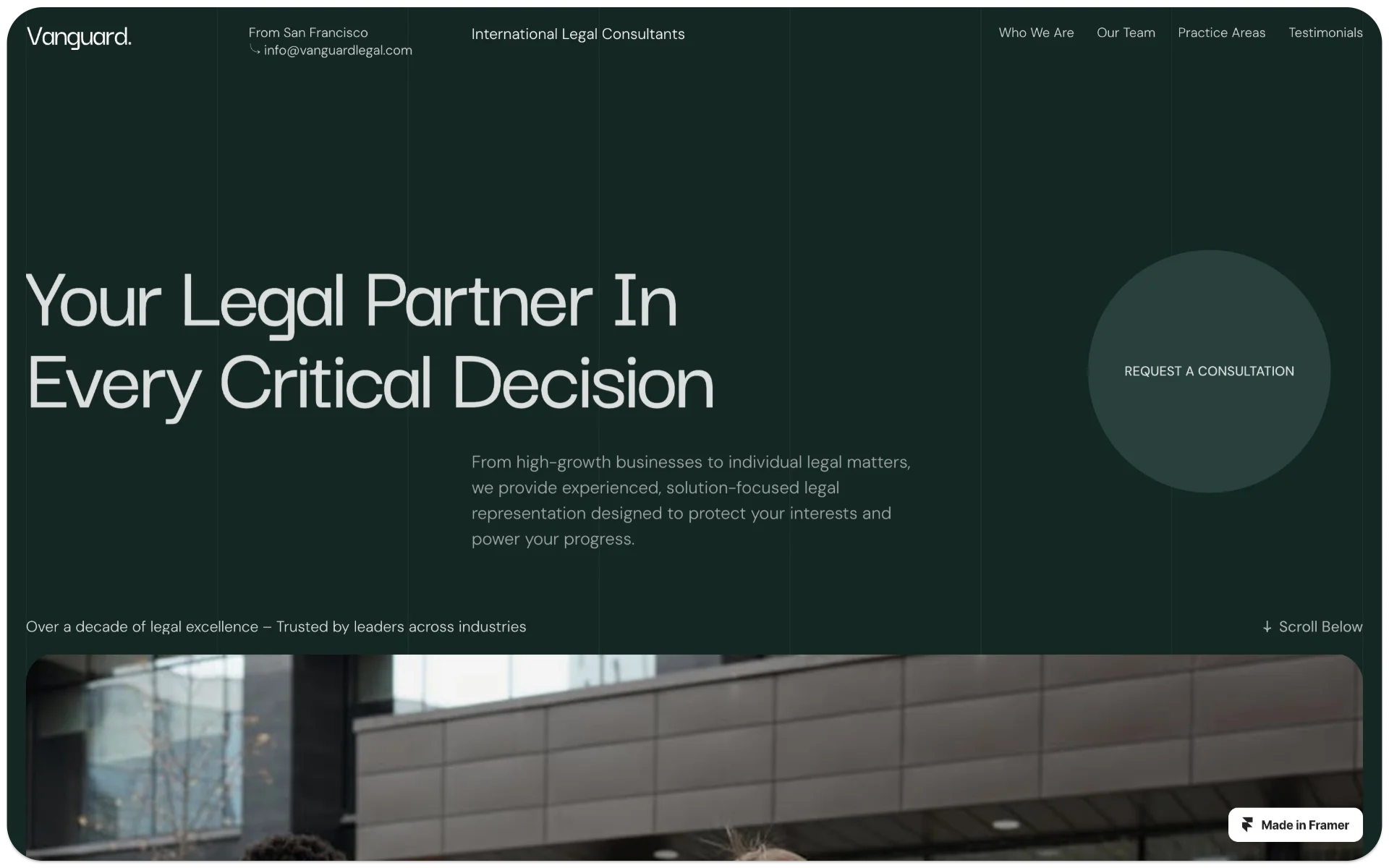 Vanguard Legal Framer Template