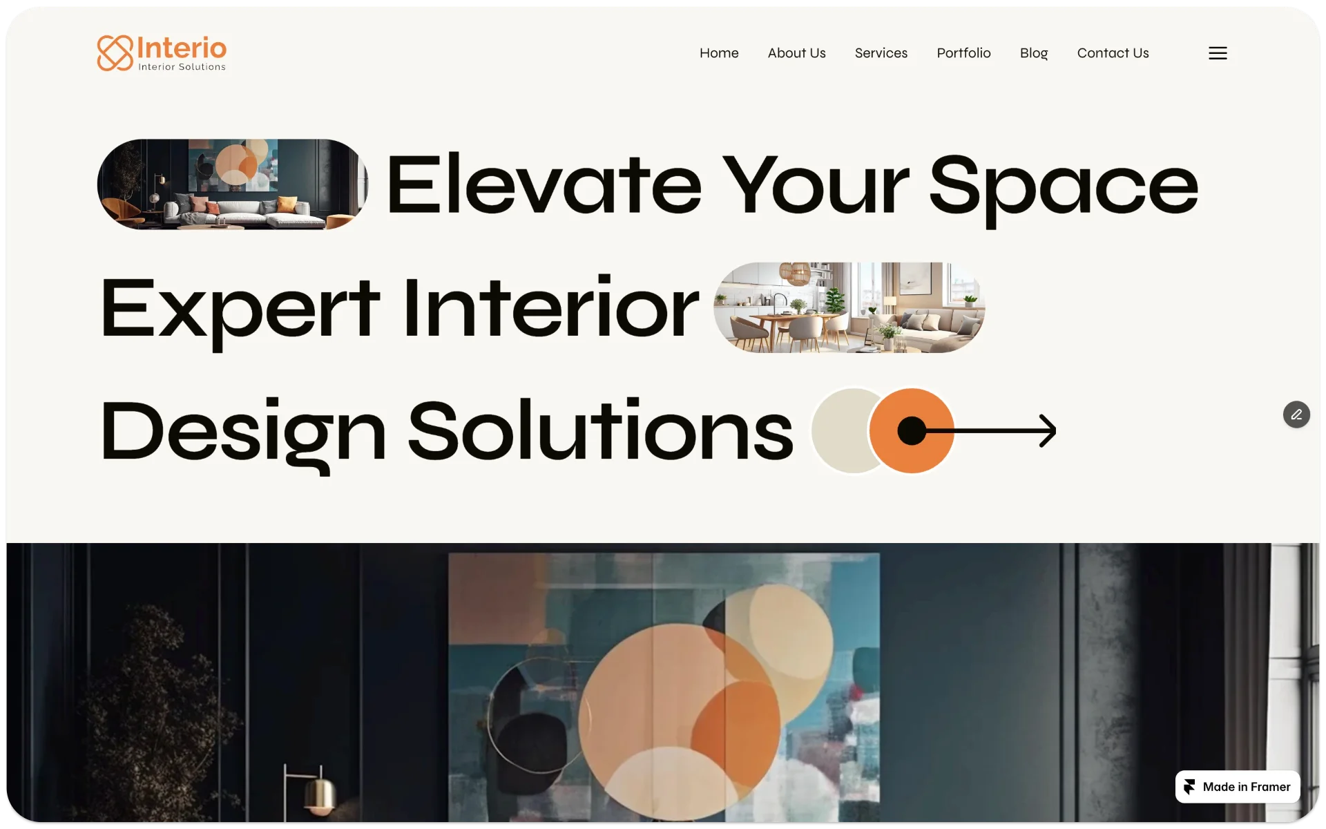 Interio Interior Design Website Framer Template