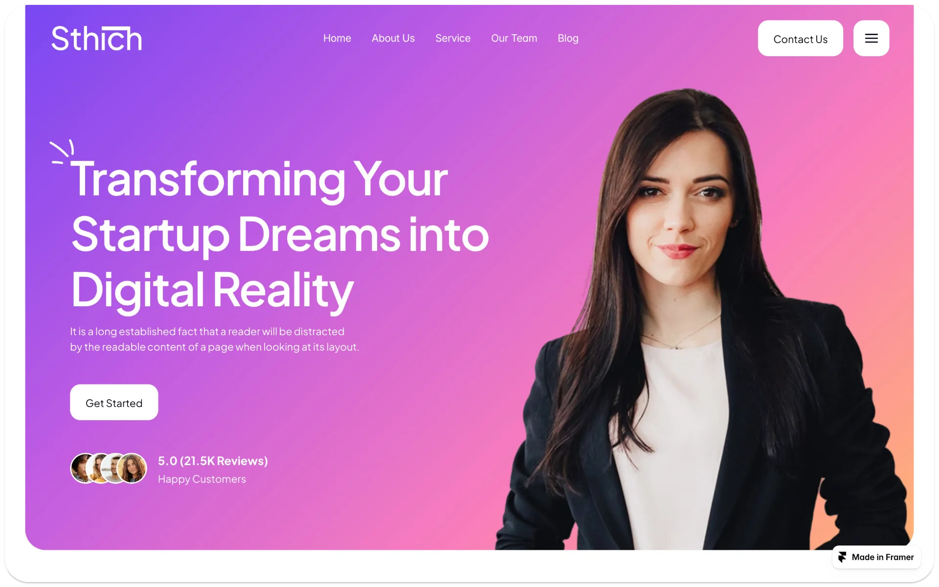 Sthich Startup Website Framer Template