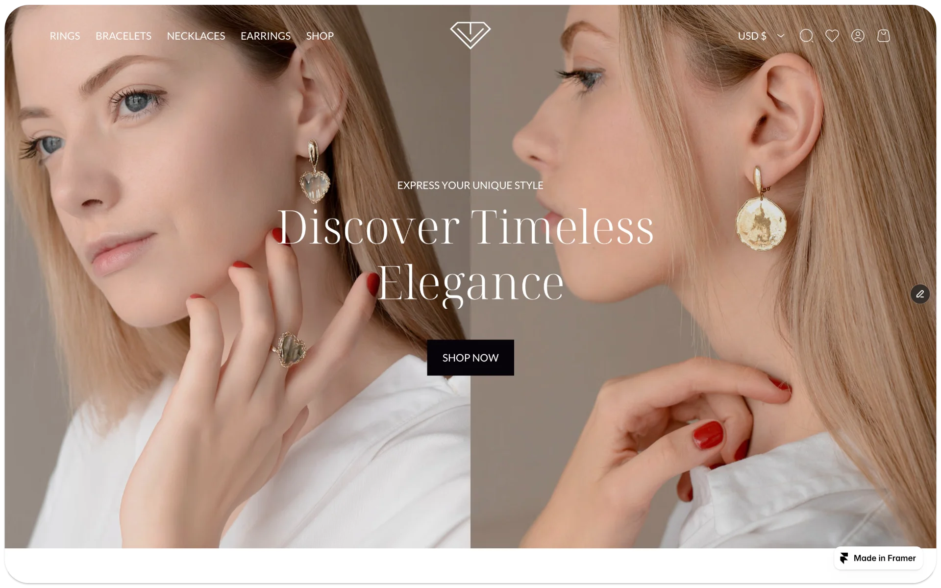 Gemjewel Jewelry Ecommerce Website Framer Template