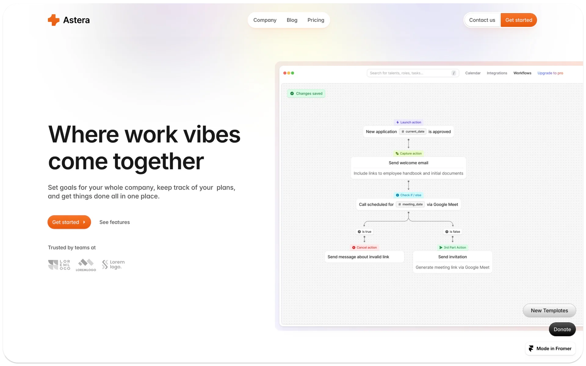 Astera SaaS Framer Template