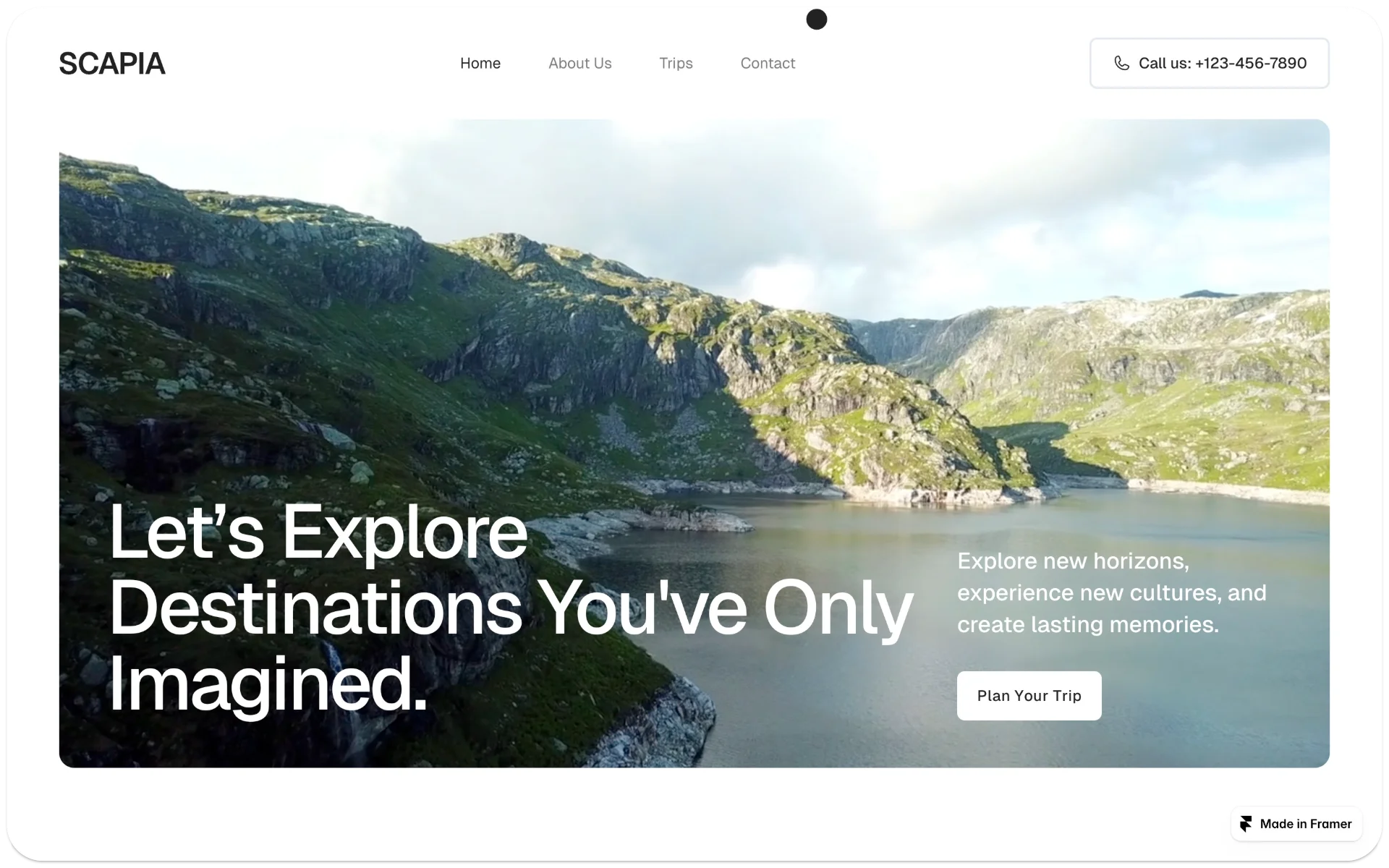 Scapia Travel Agency Website Framer Template