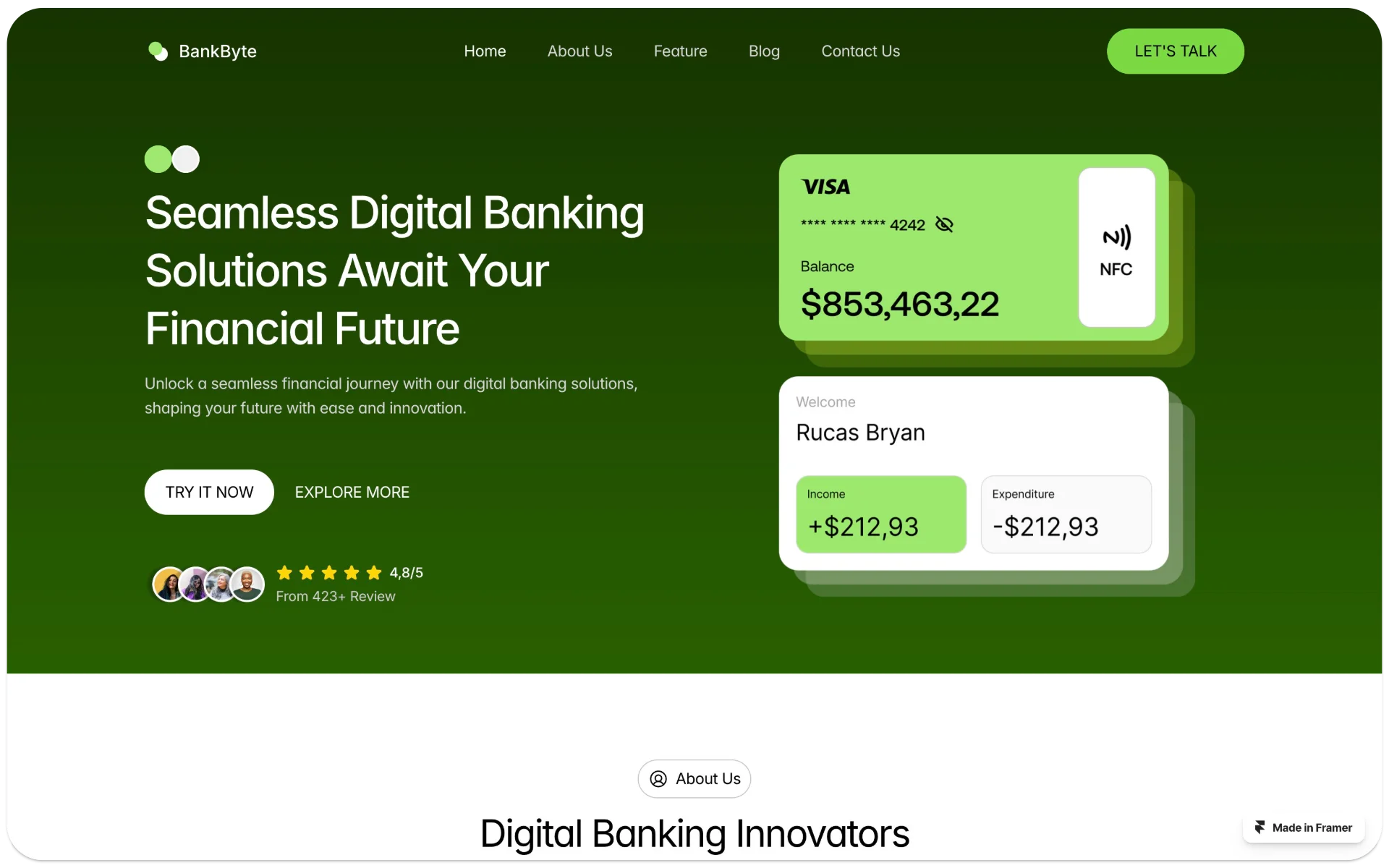 Bankbyte Digital Banking Framer Template