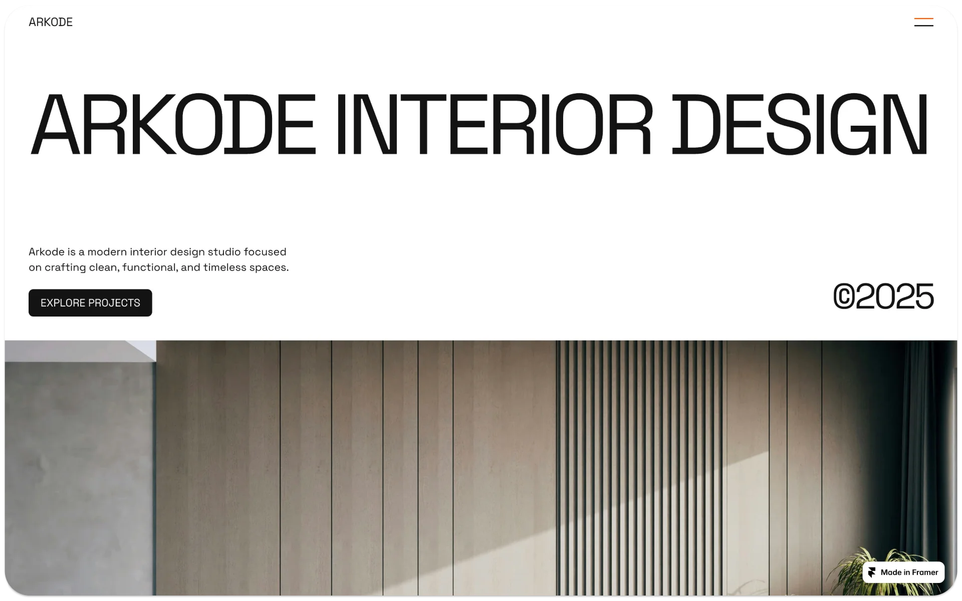 Arkode Interior Design Agency Framer Template