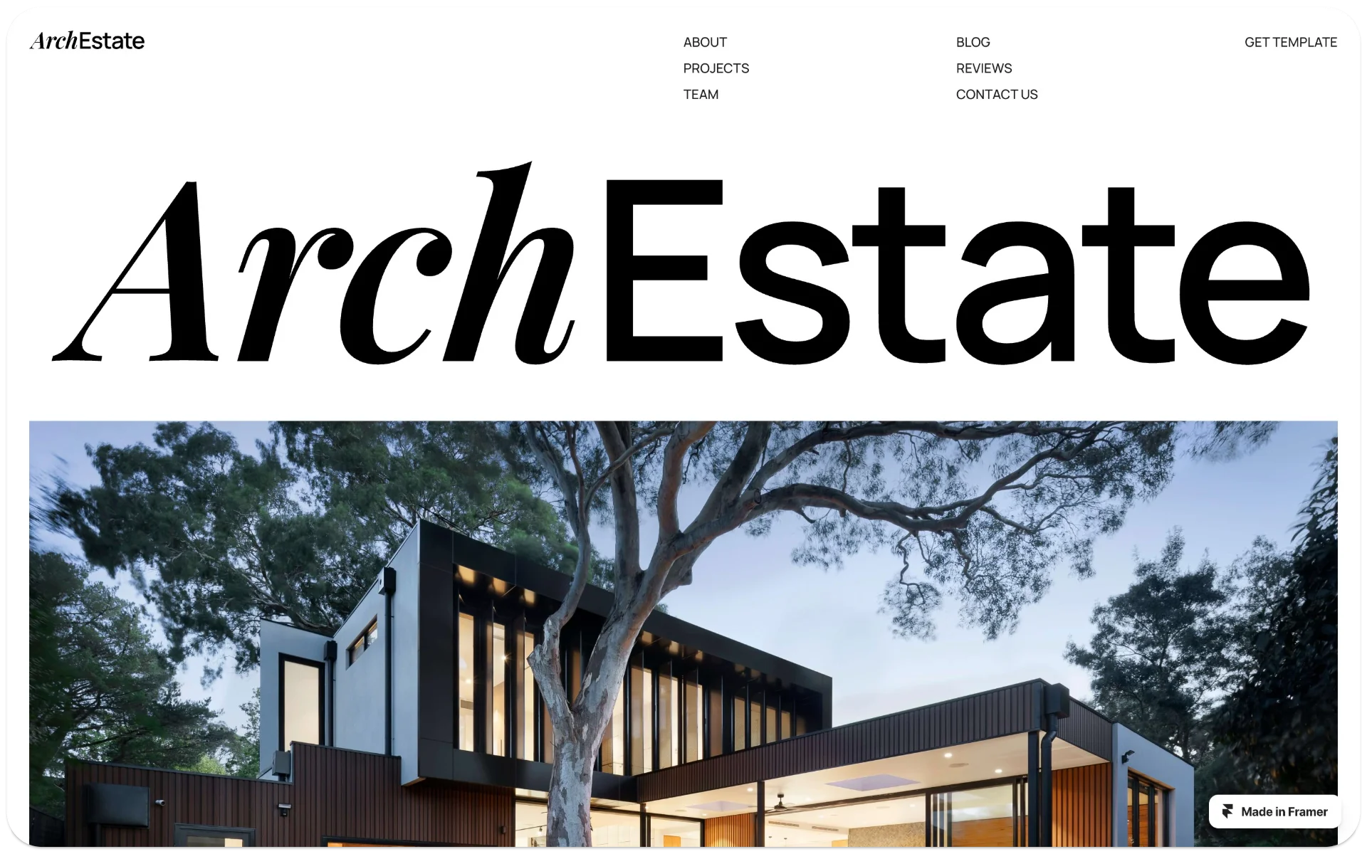 ArchEstate Minimalist Real Estate Framer Template