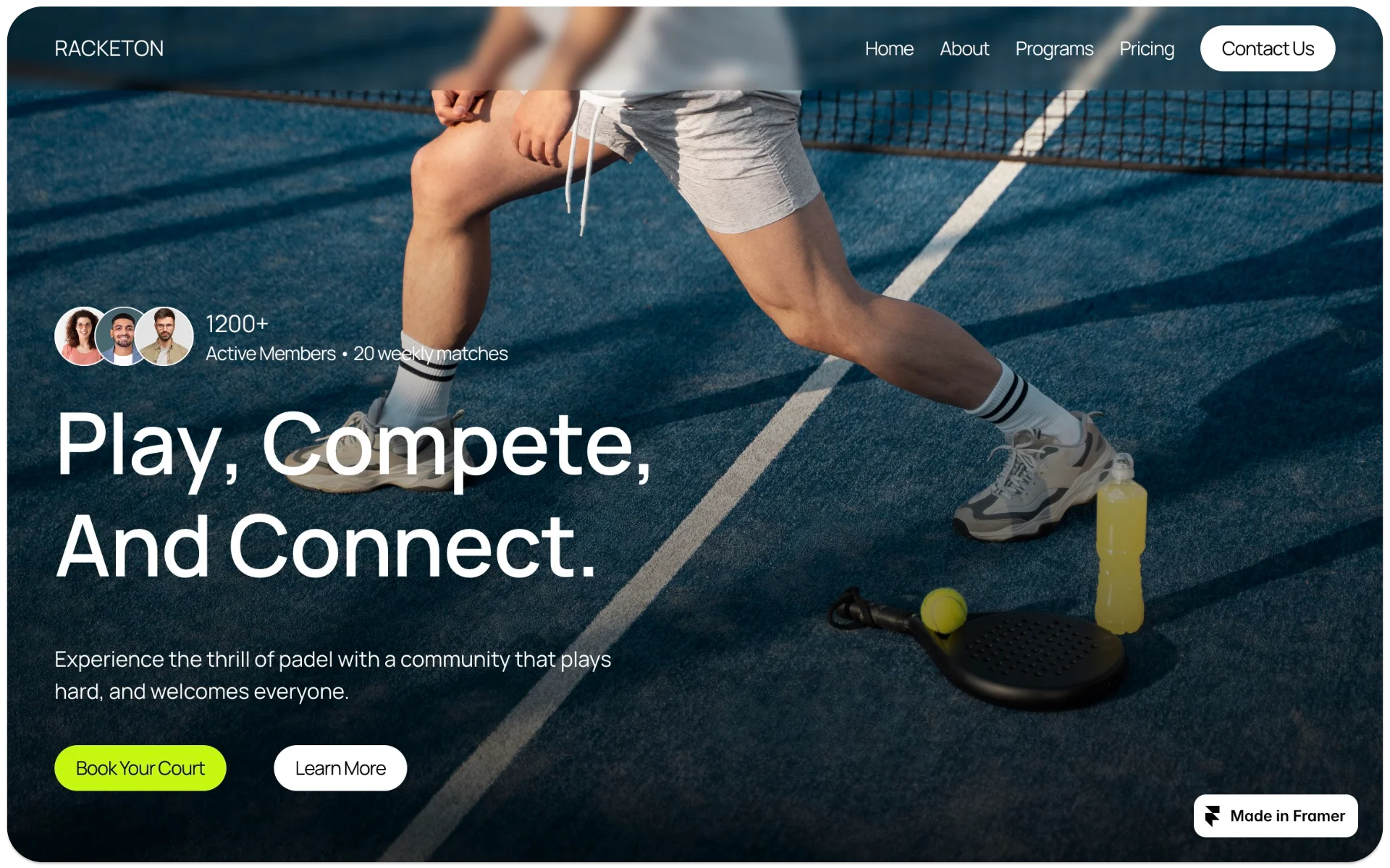 Racketon Sports Framer Template