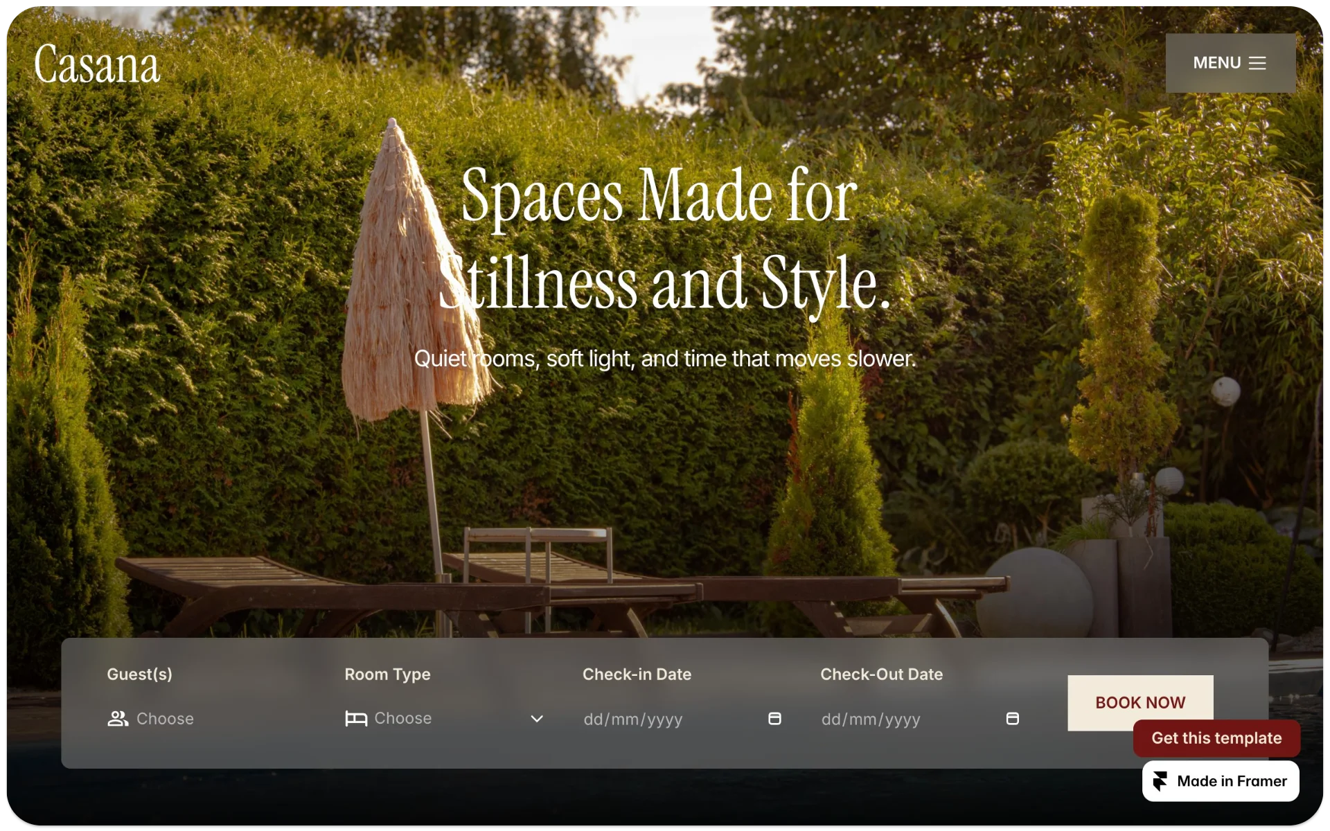 Casana Hotel & Resort Framer Template