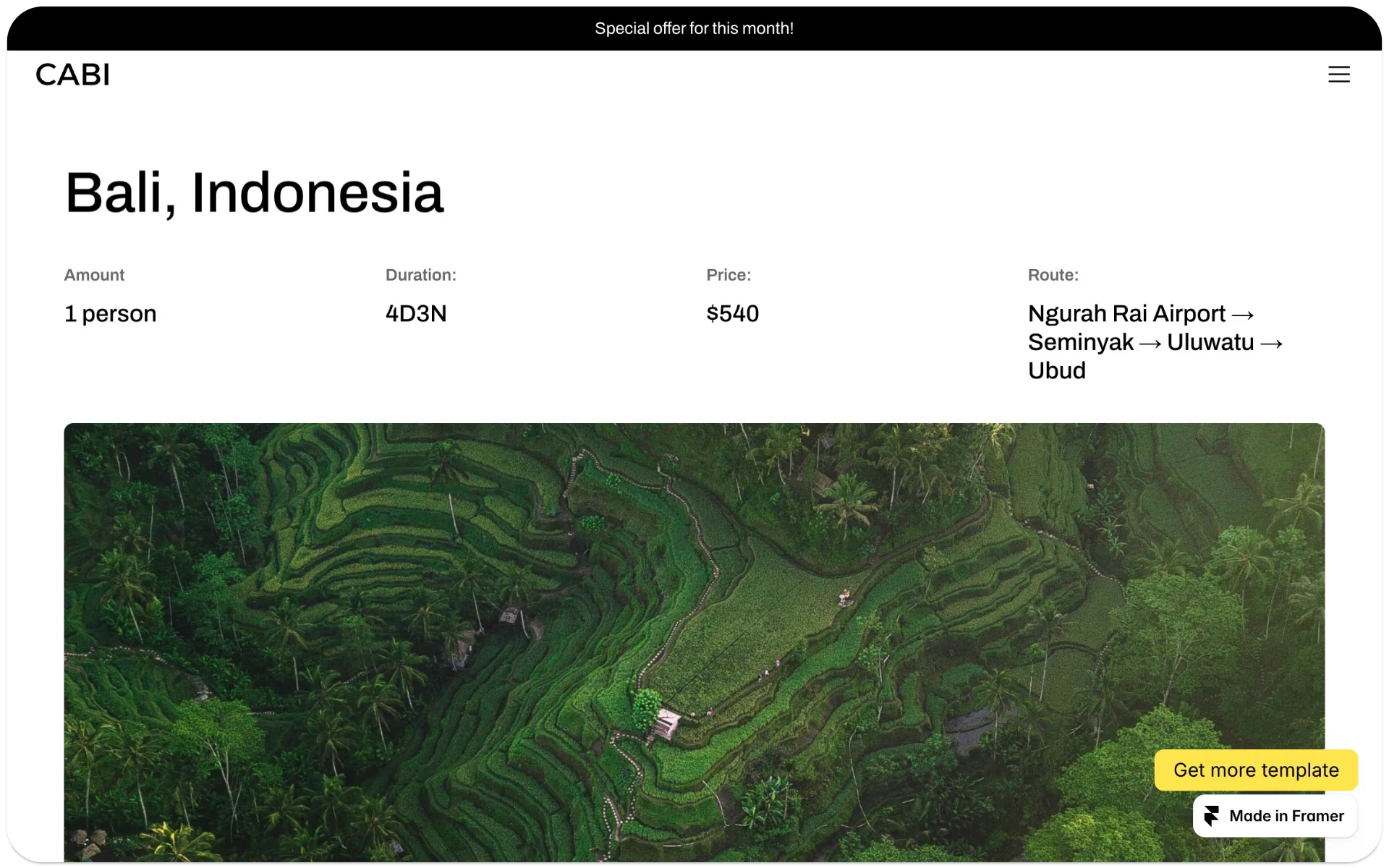 Cabi Travel Agency Framer Template