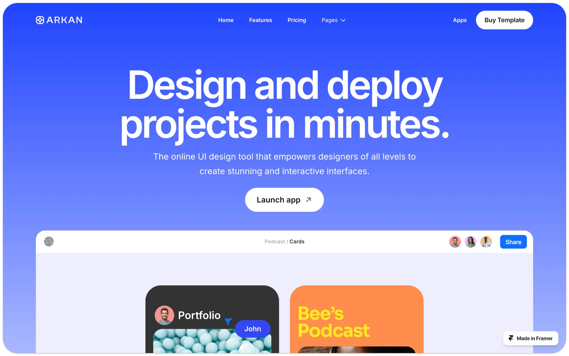 Arkan SAAS  Framer Template